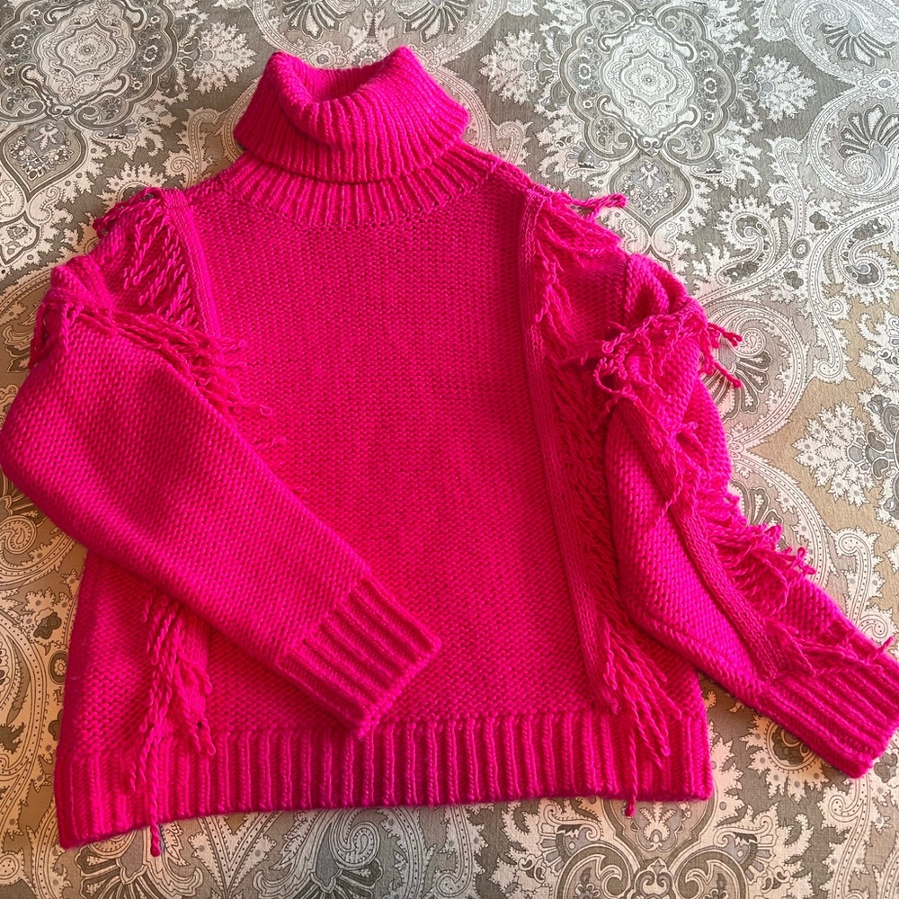 Lou & Grey Pink Fringe Sweater